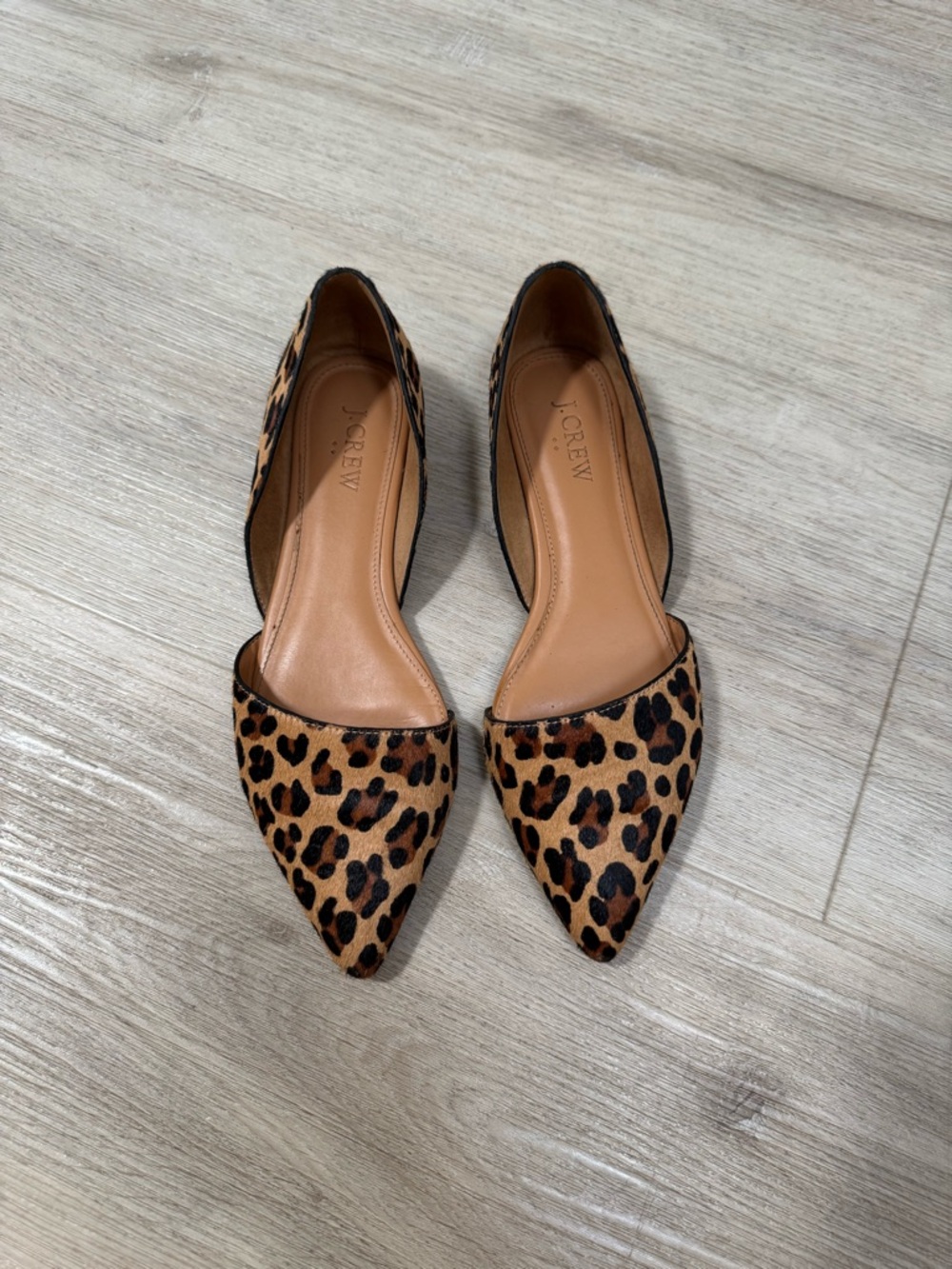 J Crew Zoe leopard calf hair d'Orsay flats - Tan/Black - Picture 2 of 4